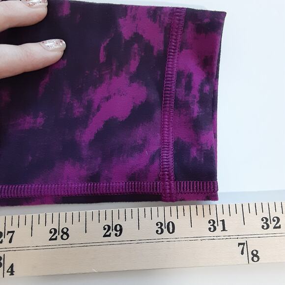 Lululemon Wunder Under Crop II Leggings Black Magenta Marble Womens 10 Low Rise - Picture 11 of 11